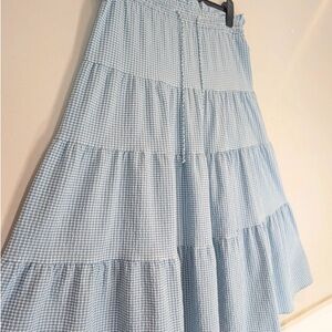 Zara Light Blue Gingham Midi Dress